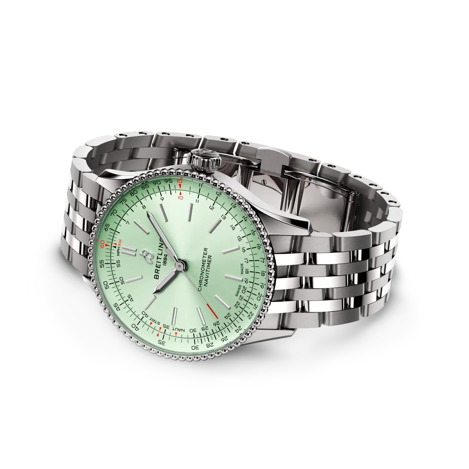 Breitling Navitimer Automatic 36mm Mint Green Dial on stainless steel strap - Closed Bracelet
