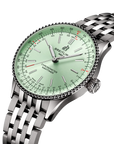 Breitling Navitimer Automatic 36mm Mint Green Dial on stainless steel strap - Three-Quarter View