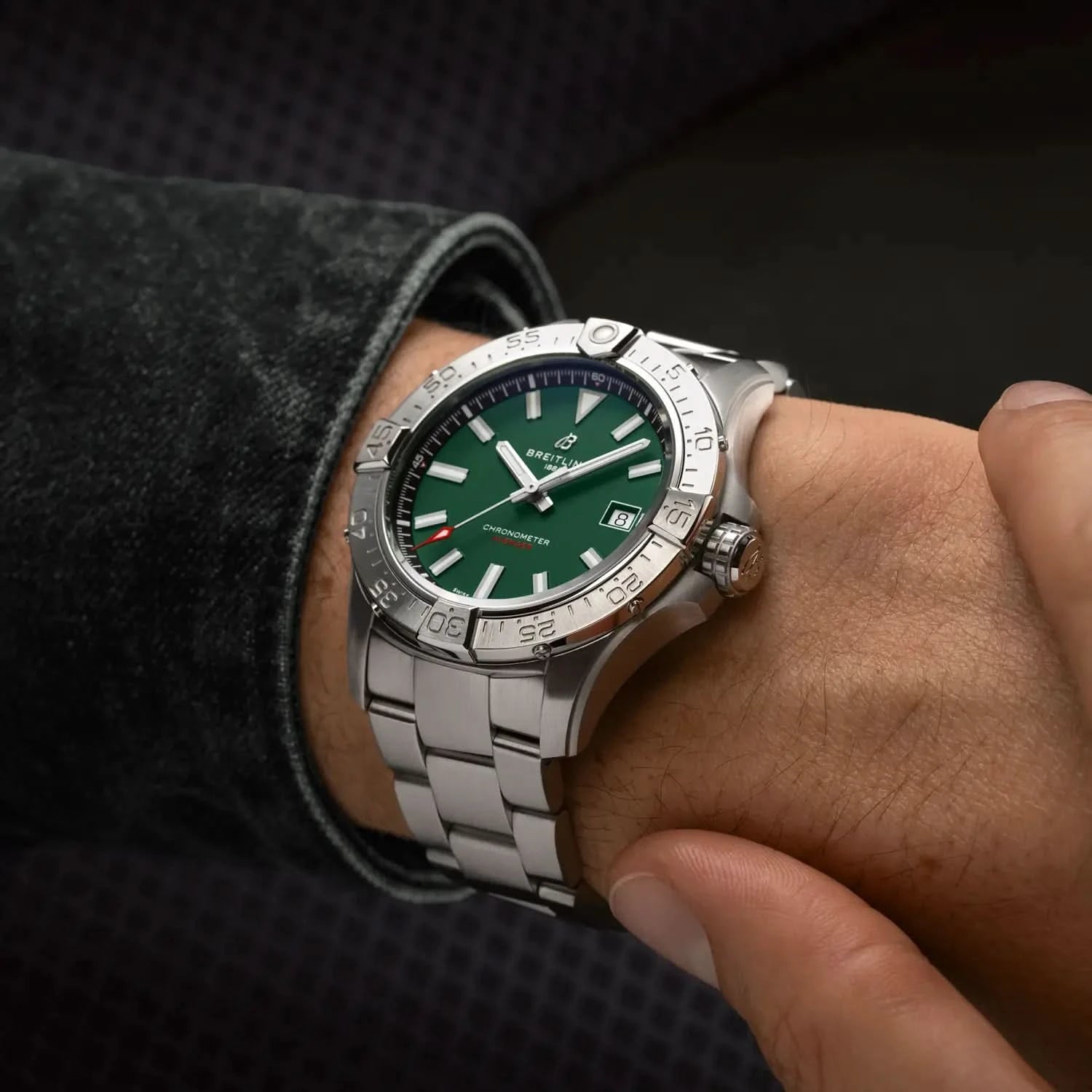 Breitling Avenger Automatic 42mm Green Dial on stainless steel strap - Modeled