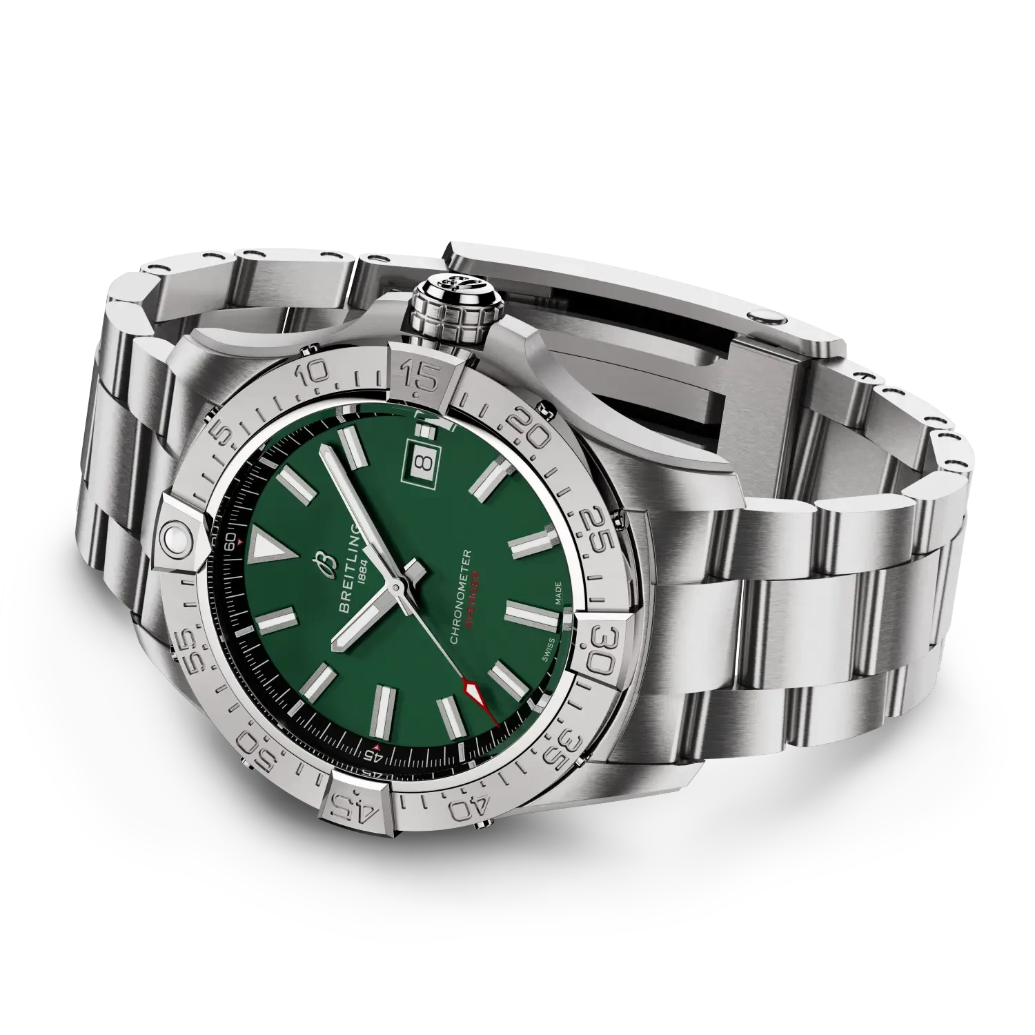 Breitling Avenger Automatic 42mm Green Dial on stainless steel strap - Closed Bracelet