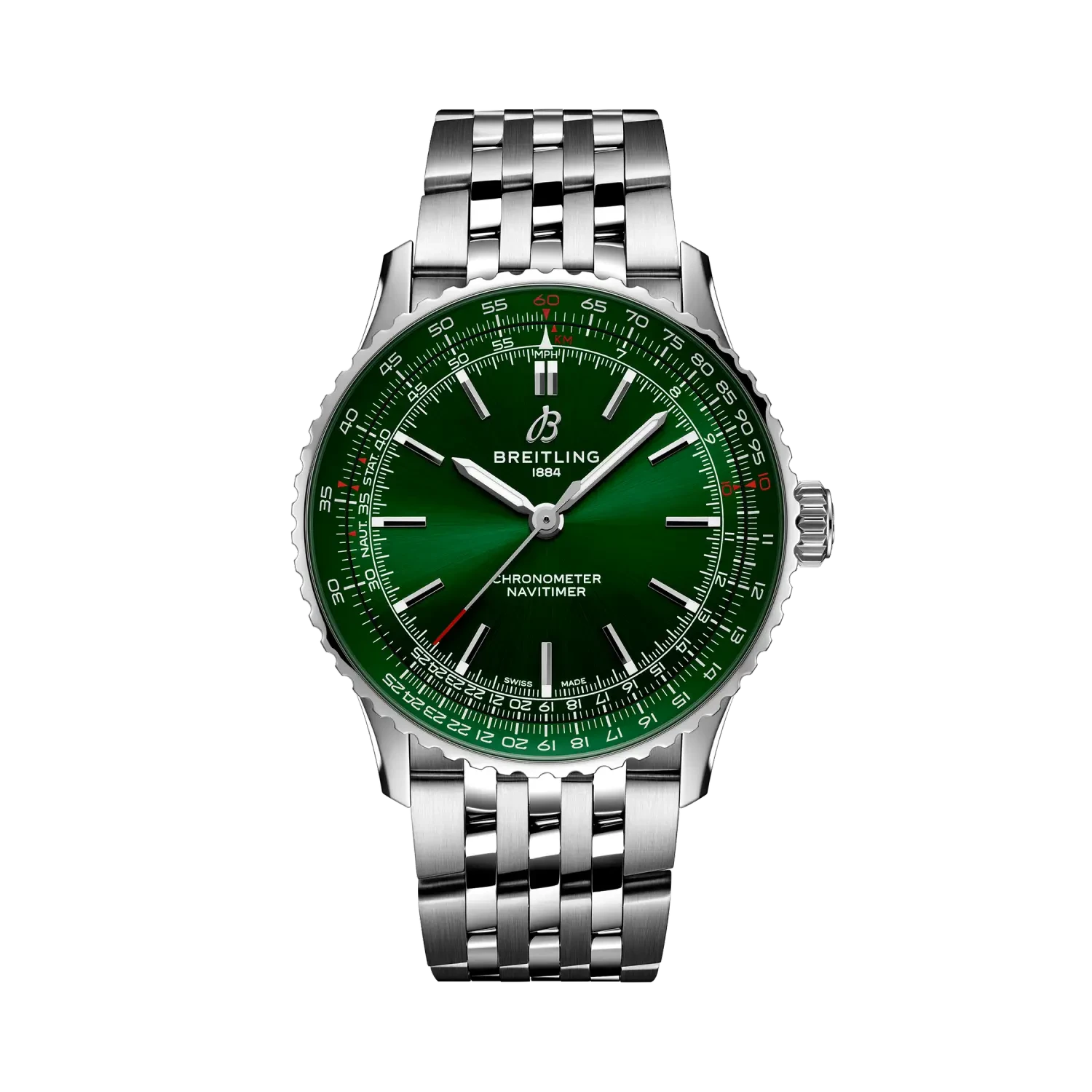 Breitling Navitimer Automatic 41mm Green Dial on stainless steel strap - Facing