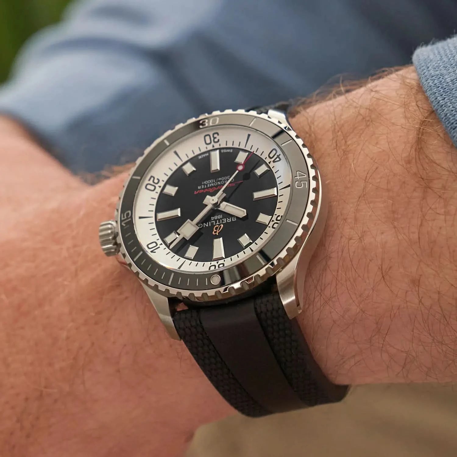 Breitling Superocean Automatic 42mm Black Dial on rubber strap - Modeled