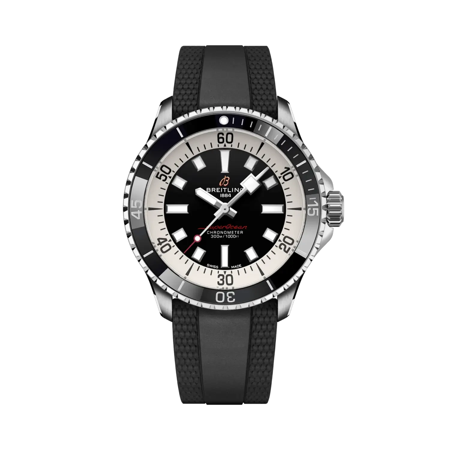 Breitling Superocean Automatic 42mm Black Dial on rubber strap - Facing