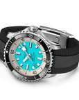 Breitling Superocean Automatic 44mm Turquoise Dial on rubber strap - Closed Bracelet