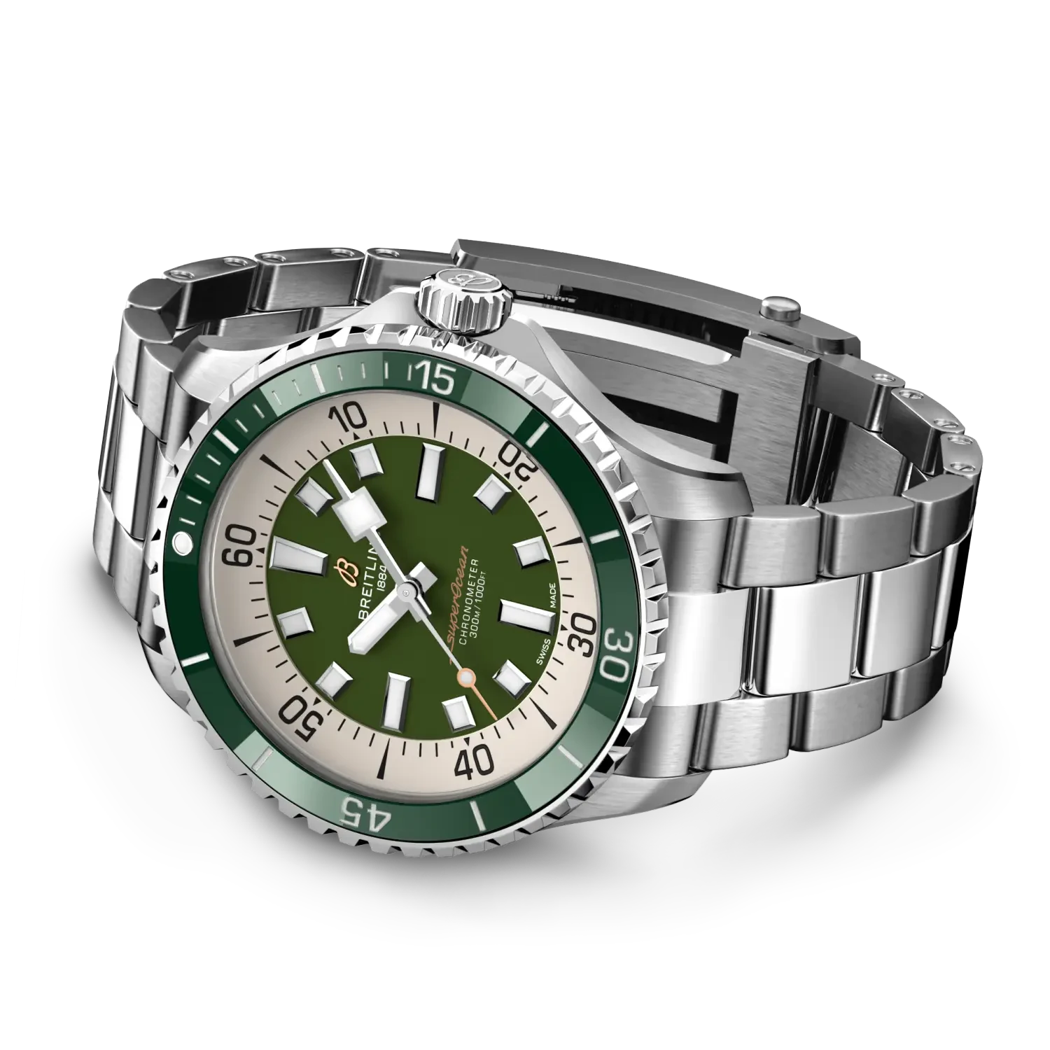 Breitling Superocean Automatic 44mm Green Dial on stainless steel strap - Closed Bracelet