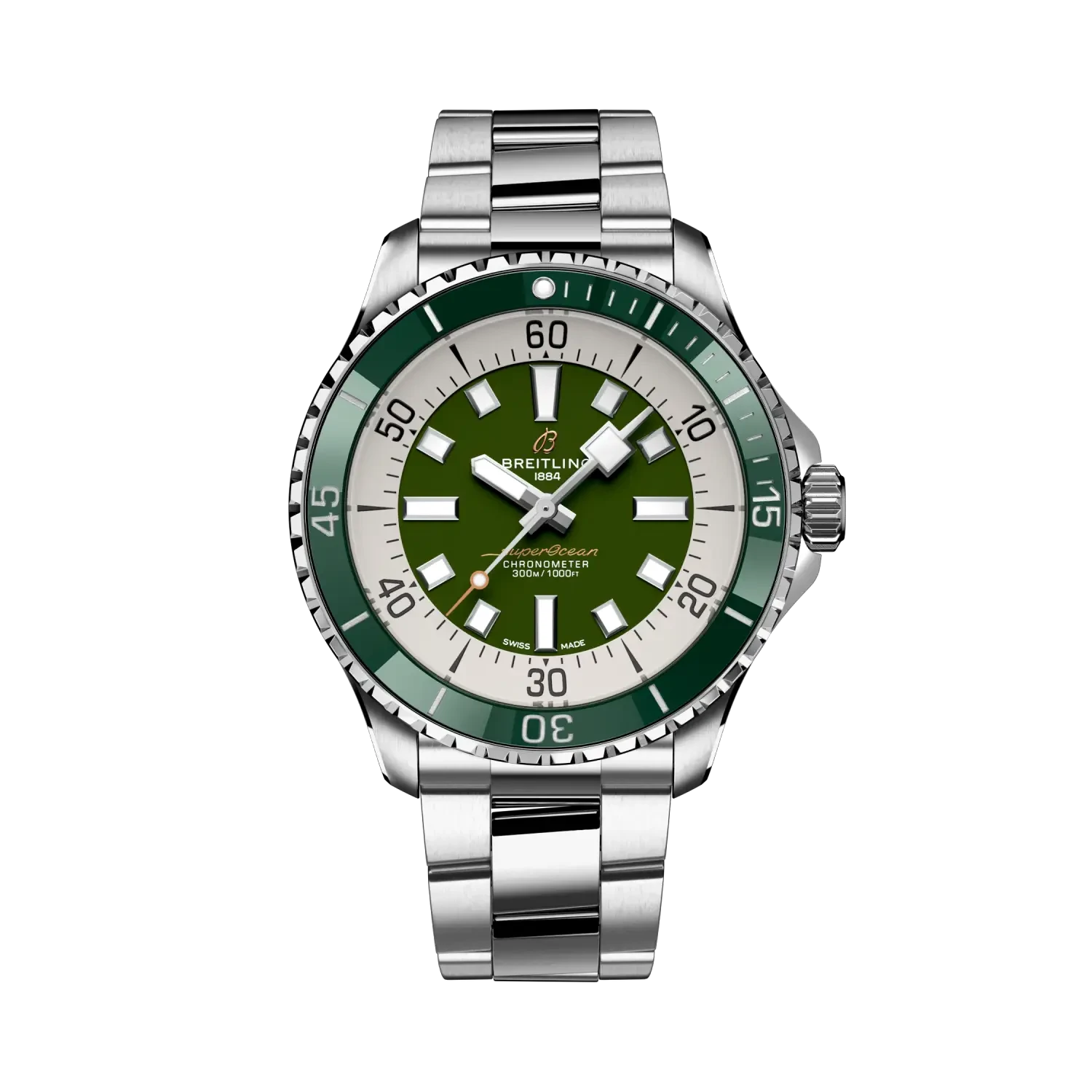 Breitling Superocean Automatic 44mm Green Dial on stainless steel strap - Facing