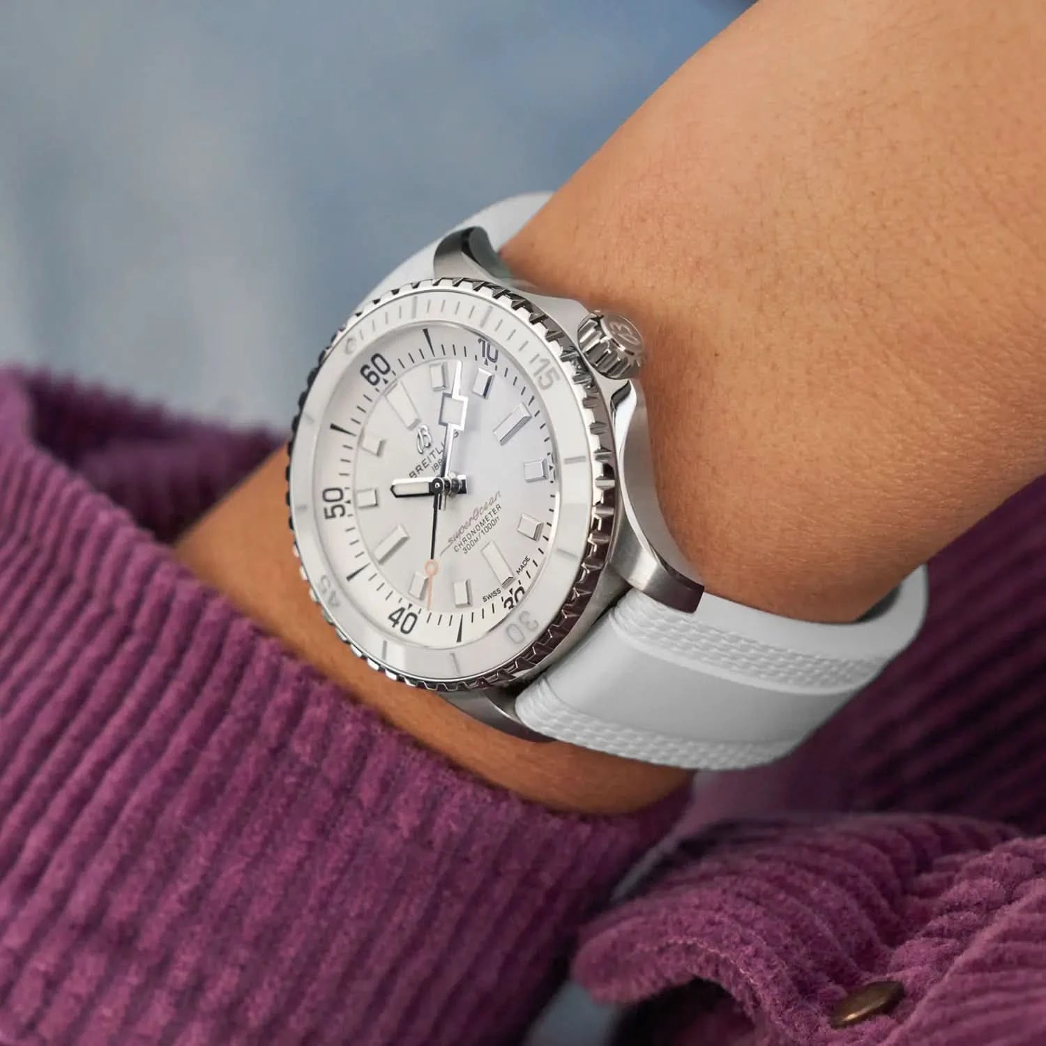 Breitling Superocean Automatic 36mm White Dial on rubber strap - Modeled