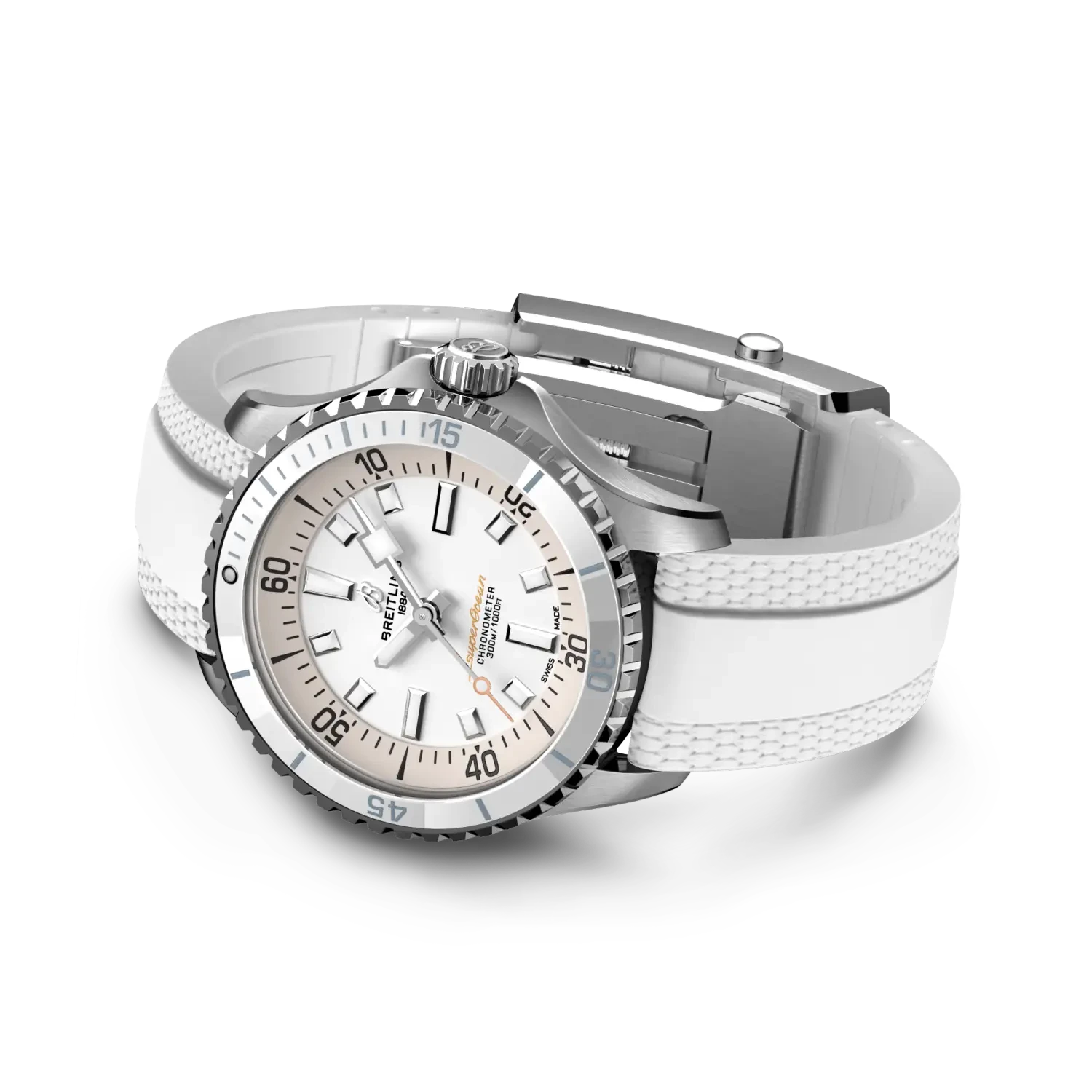 Breitling Superocean Automatic 36mm White Dial on rubber strap - Closed Bracelet