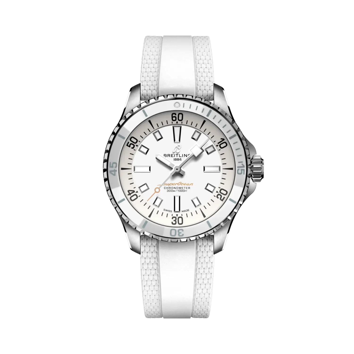 Breitling Superocean Automatic 36mm White Dial on rubber strap - Facing