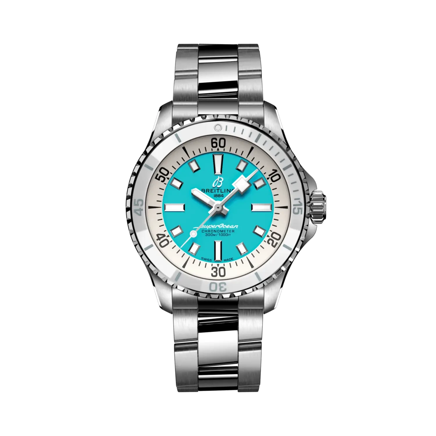 Breitling Superocean Automatic 36mm Turquoise Dial on stainless steel strap - Facing