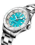 Breitling Superocean Automatic 36mm Turquoise Dial on stainless steel strap - Three-Quarter View