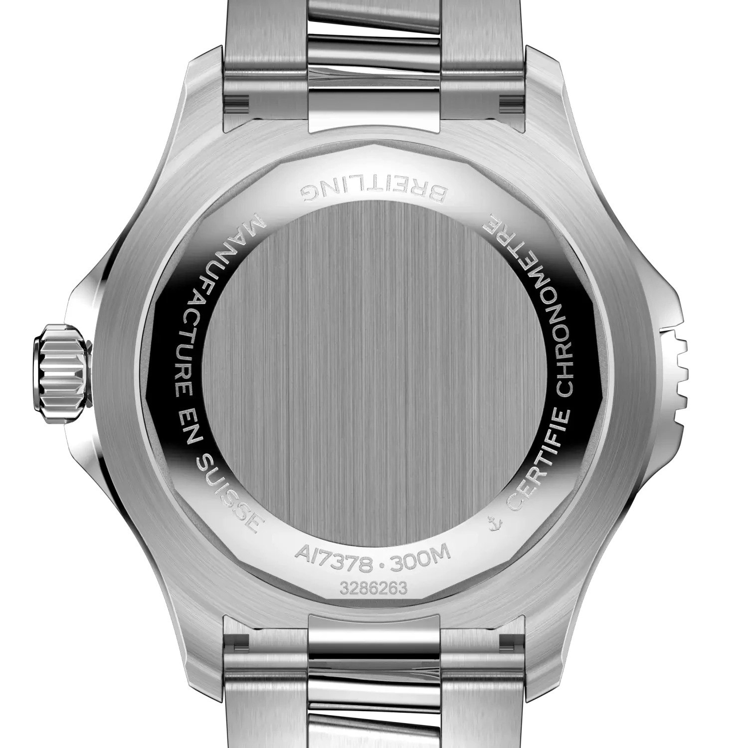 Breitling Superocean Automatic 46mm Black Dial on stainless steel strap - Caseback