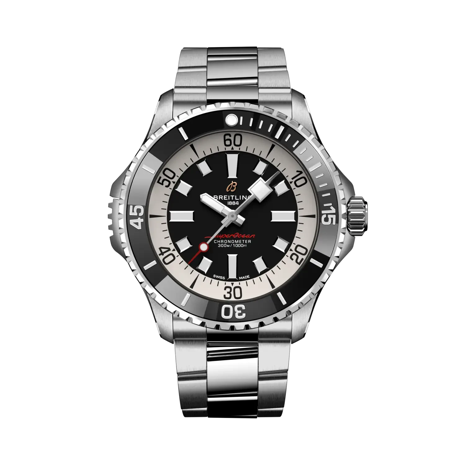Breitling Superocean Automatic 46mm Black Dial on stainless steel strap - Facing