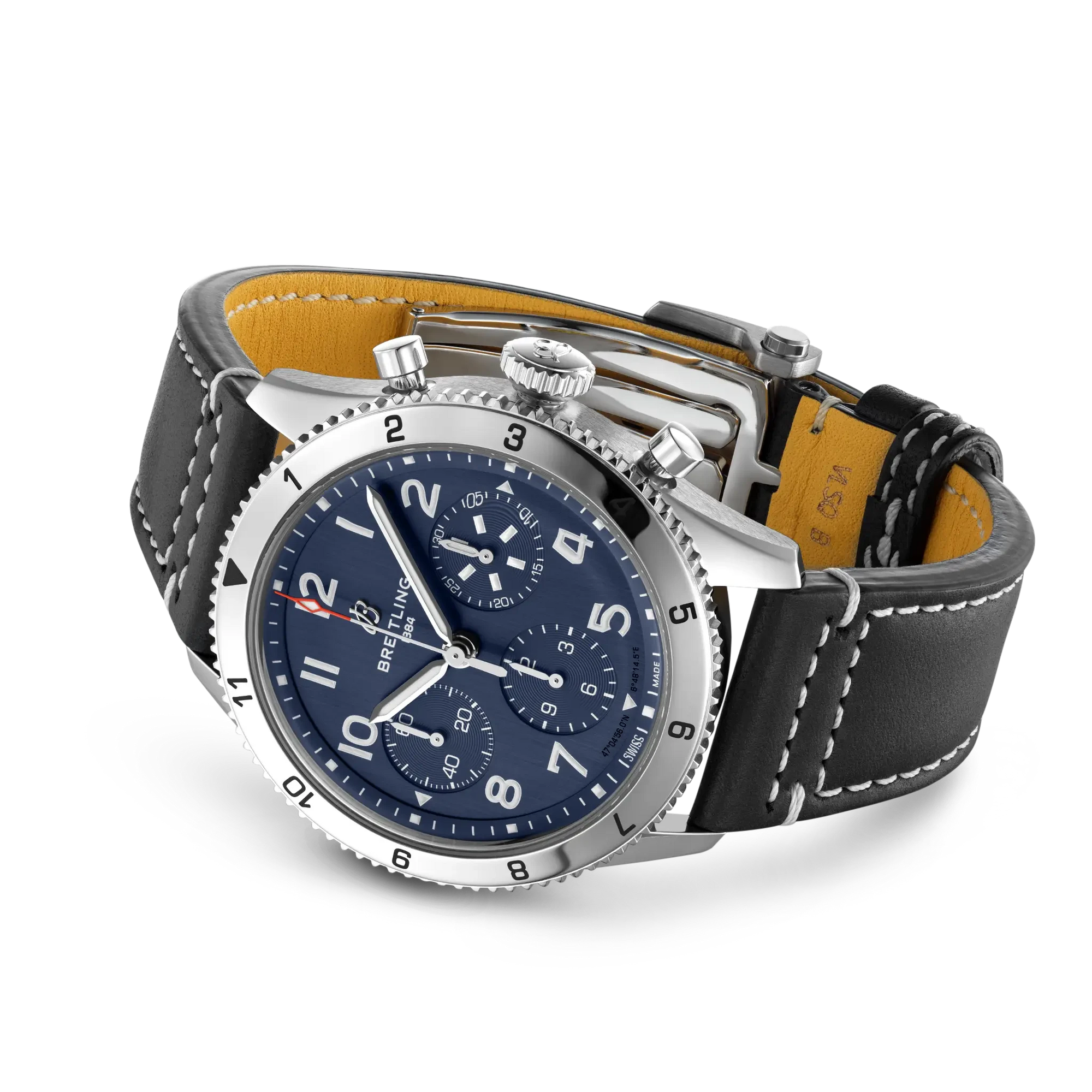 Breitling Classic Avi Chronograph 42 Tribute To Vought F4u Corsair 42mm Blue Dial on calfskin leather strap - Closed Bracelet