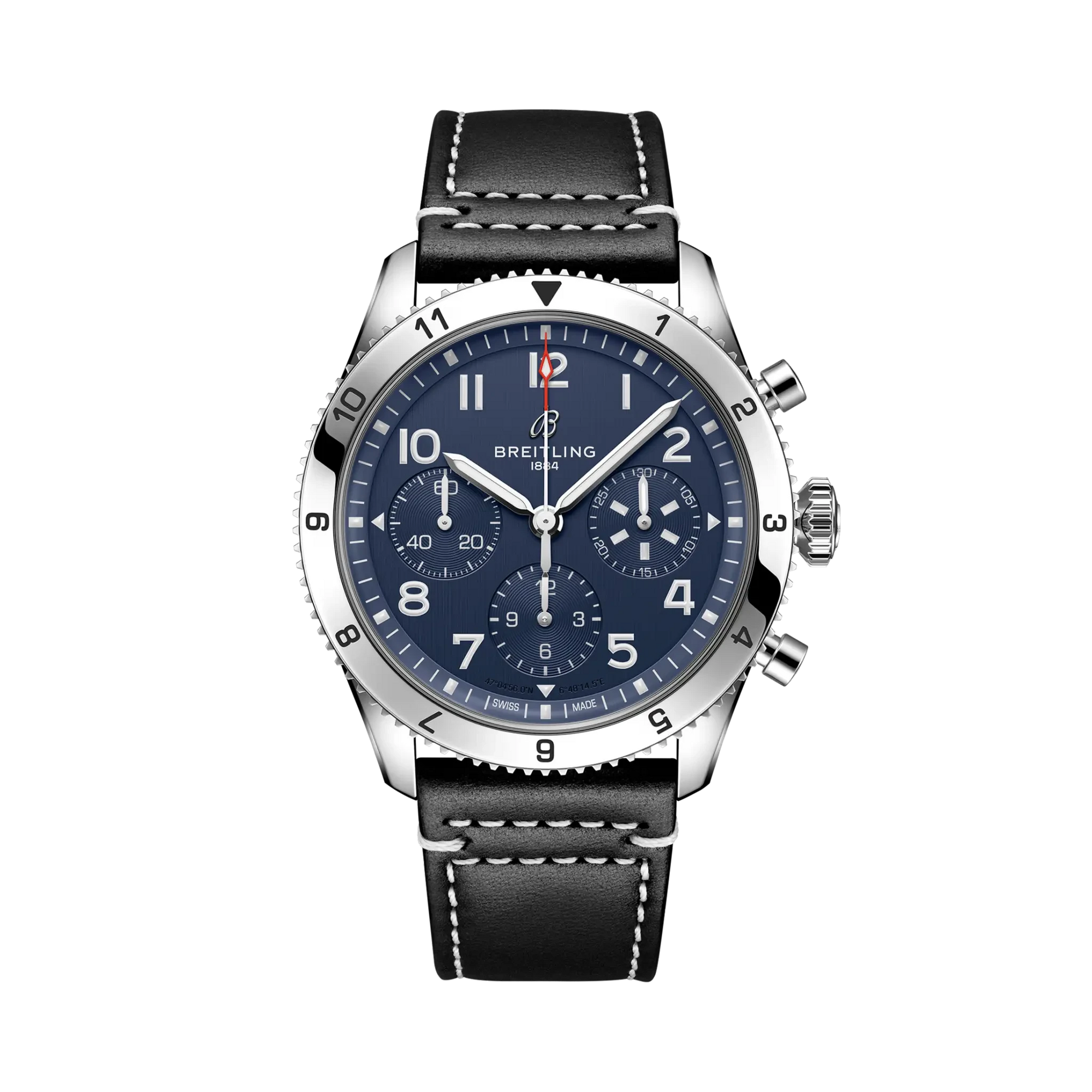 Breitling Classic Avi Chronograph 42 Tribute To Vought F4u Corsair 42mm Blue Dial on calfskin leather strap - Facing