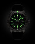 Breitling Avenger Automatic Gmt 44mm Black Dial on calfskin leather strap - Lume Shot