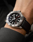 Breitling Avenger Automatic Gmt 44mm Black Dial on calfskin leather strap - Modeled