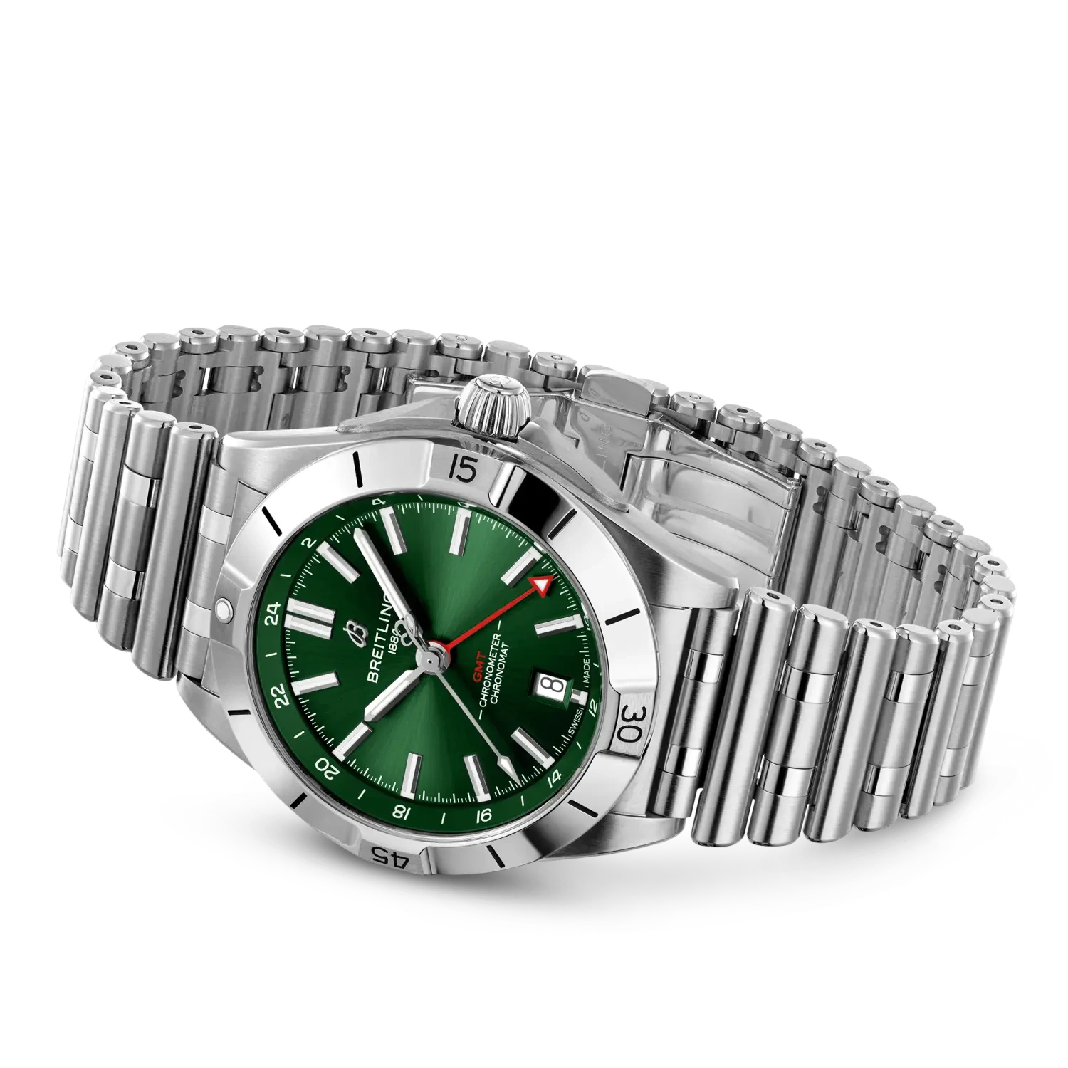 Breitling Chronomat Automatic Gmt 40mm Green Dial on stainless steel strap - Closed Bracelet
