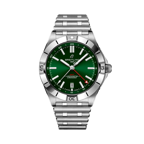Breitling Chronomat Automatic Gmt 40mm Green Dial on stainless steel strap - Facing