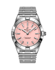 Breitling Chronomat 32mm Pink Dial on stainless steel strap - Facing