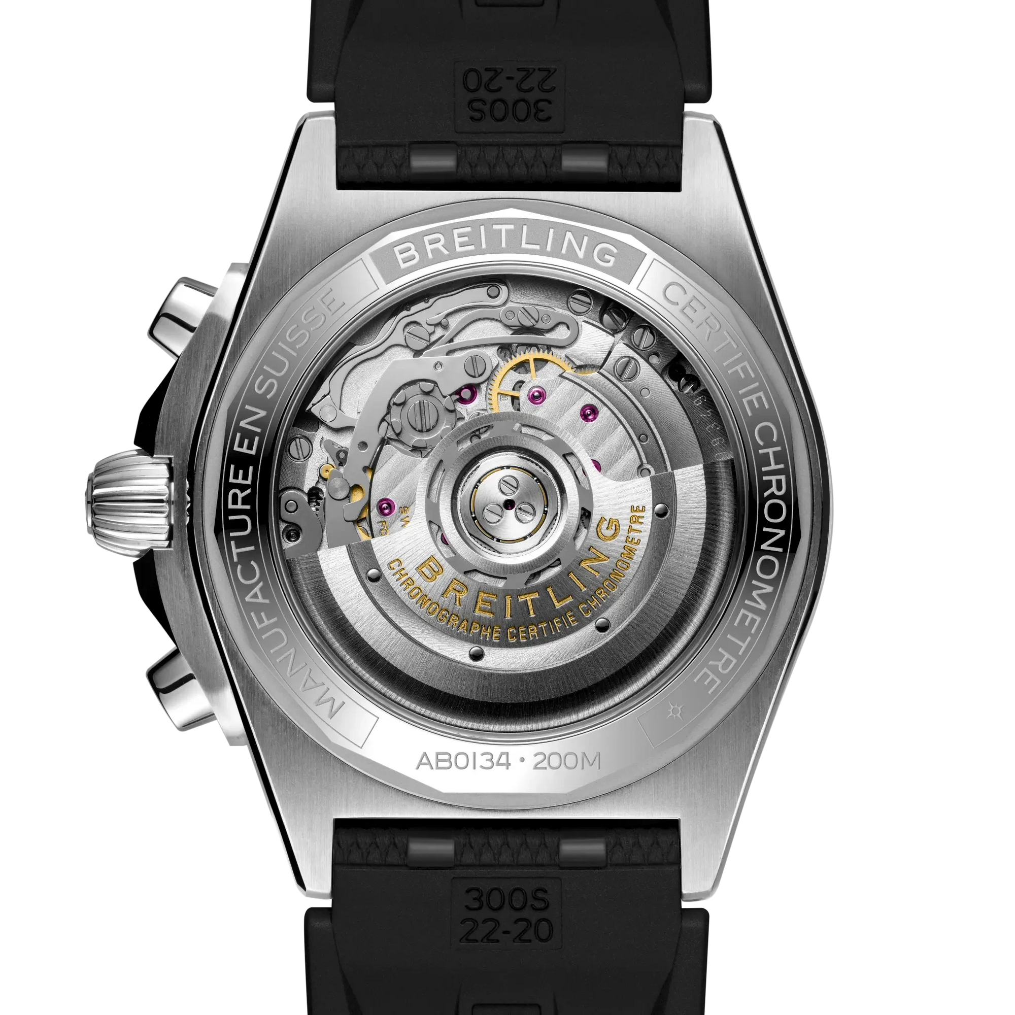 Breitling Chronomat B01 42mm Silver Dial on rubber strap - Caseback