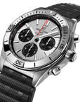 Breitling Chronomat B01 42mm Silver Dial on rubber strap - Three-Quarter View