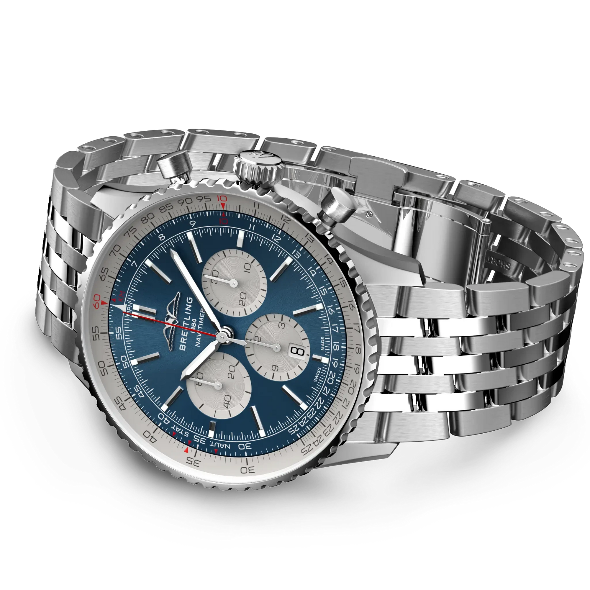 Breitling Navitimer B01 Chronograph 46mm Blue Dial on stainless steel strap - Closed Bracelet