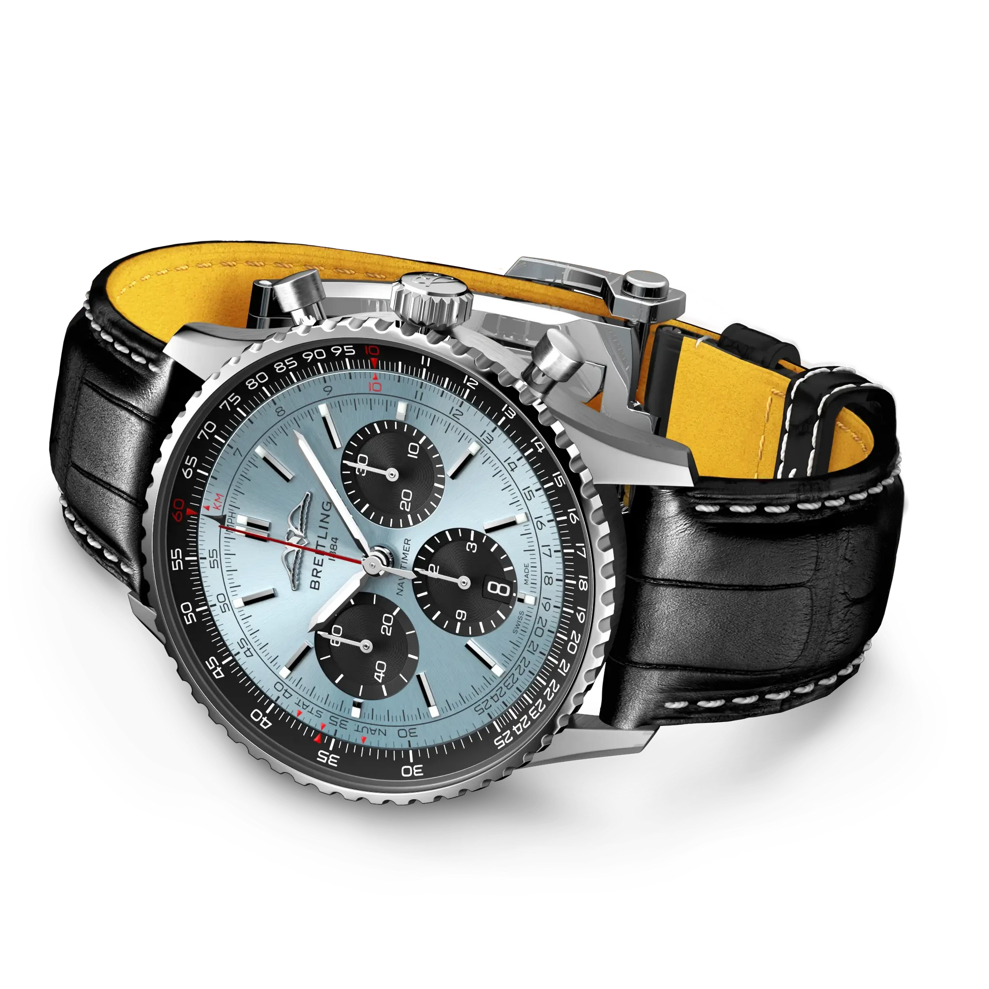 Breitling Navitimer B01 Chronograph 43mm Ice Blue Dial on alligator leather strap - Closed Bracelet