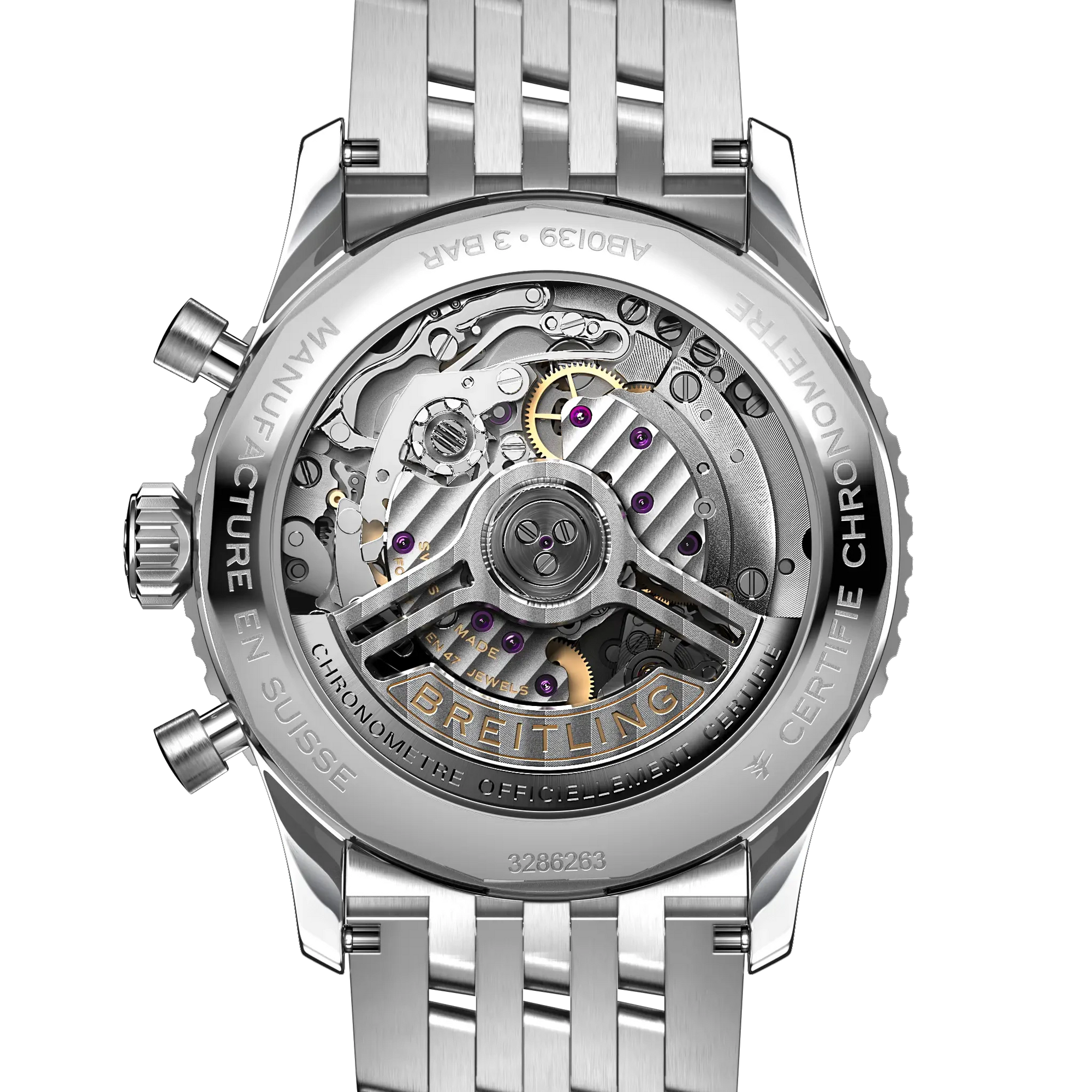 Breitling Navitimer B01 Chronograph 41mm Cream Dial on stainless steel strap - Caseback