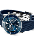 Breitling Superocean Heritage B01 Chronograph 42mm Blue Dial on rubber strap - Closed Bracelet