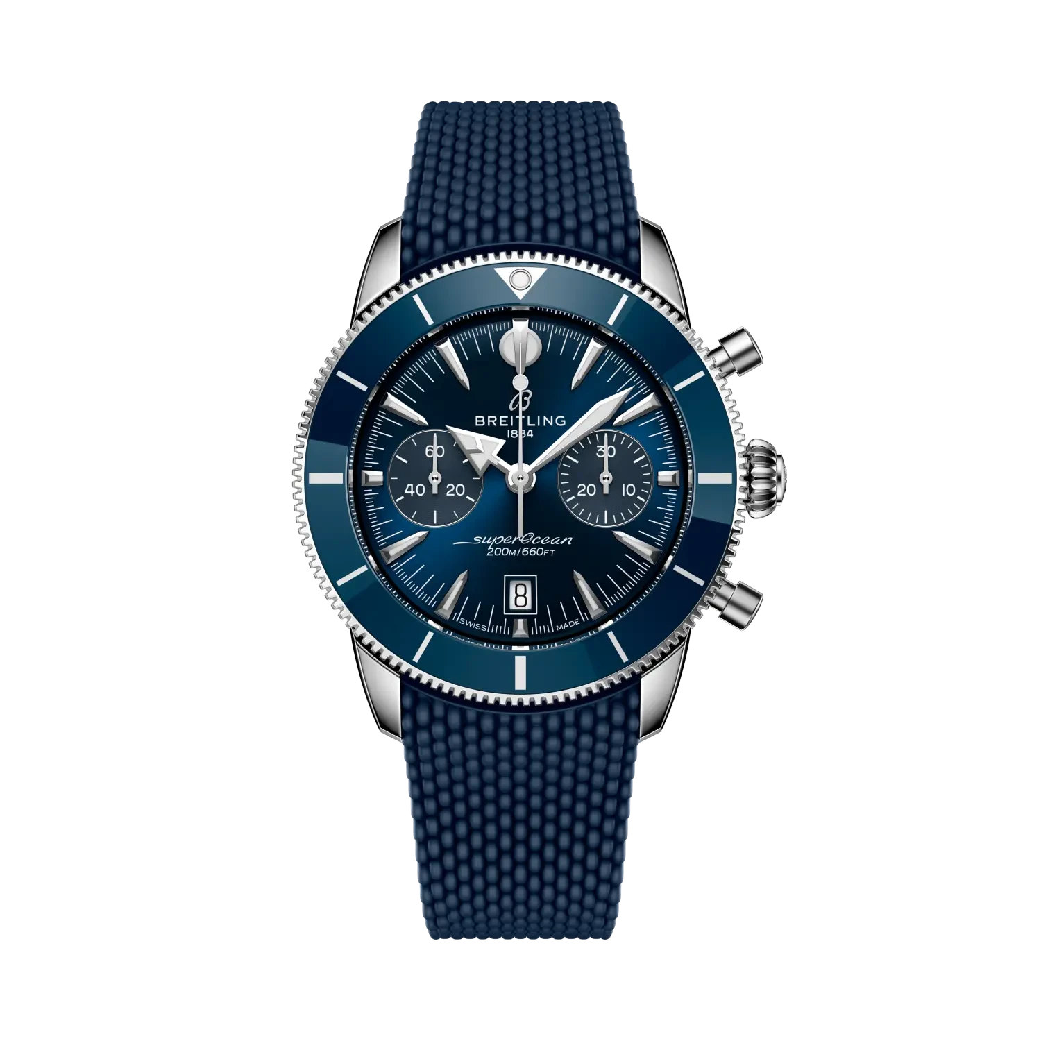 Breitling Superocean Heritage B01 Chronograph 42mm Blue Dial on rubber strap - Facing