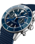 Breitling Superocean Heritage B01 Chronograph 42mm Blue Dial on rubber strap - Three-Quarter View