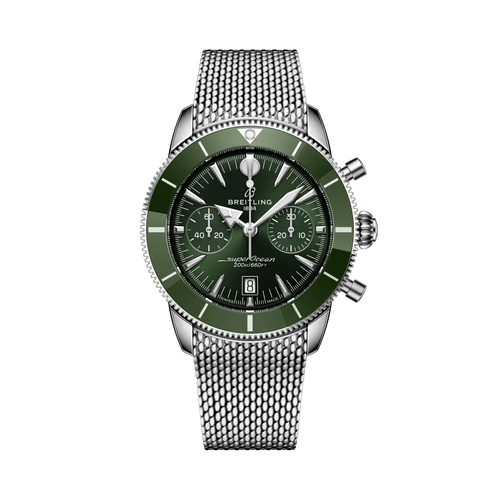 Breitling Superocean Heritage B01 Chronograph 42mm Green Dial on stainless steel strap - Facing