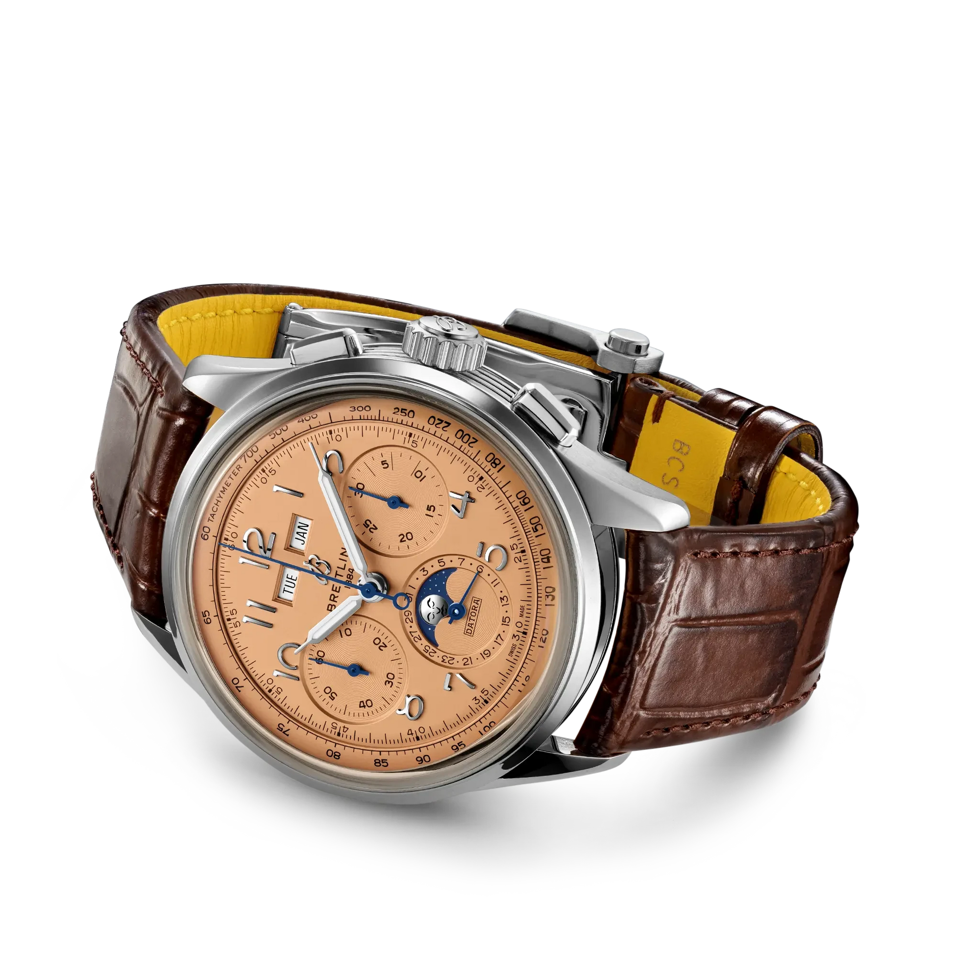 Breitling Premier B25 Datora 42mm Copper Dial on alligator leather strap - Closed Bracelet