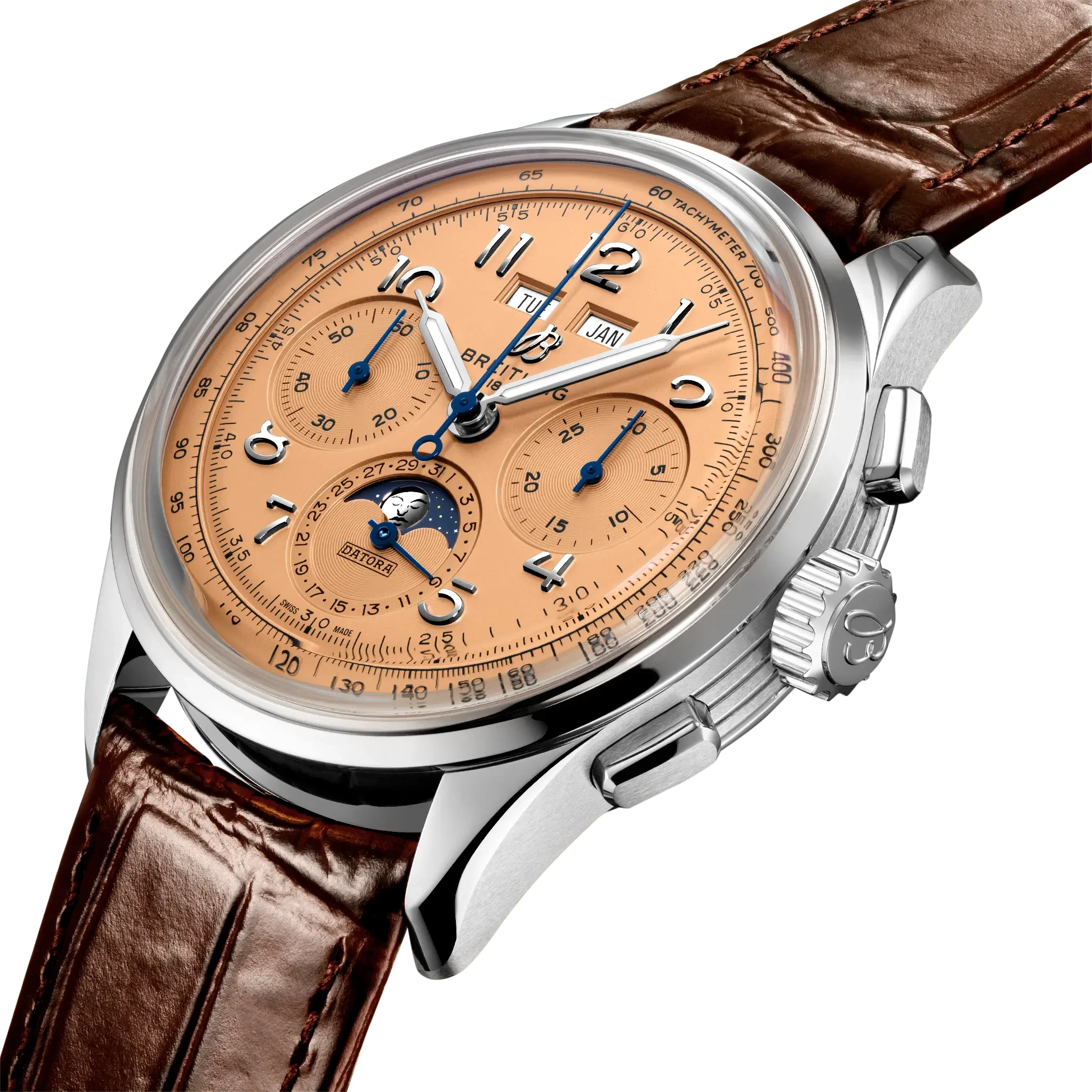Breitling Premier B25 Datora 42mm Copper Dial on alligator leather strap - Three-Quarter View