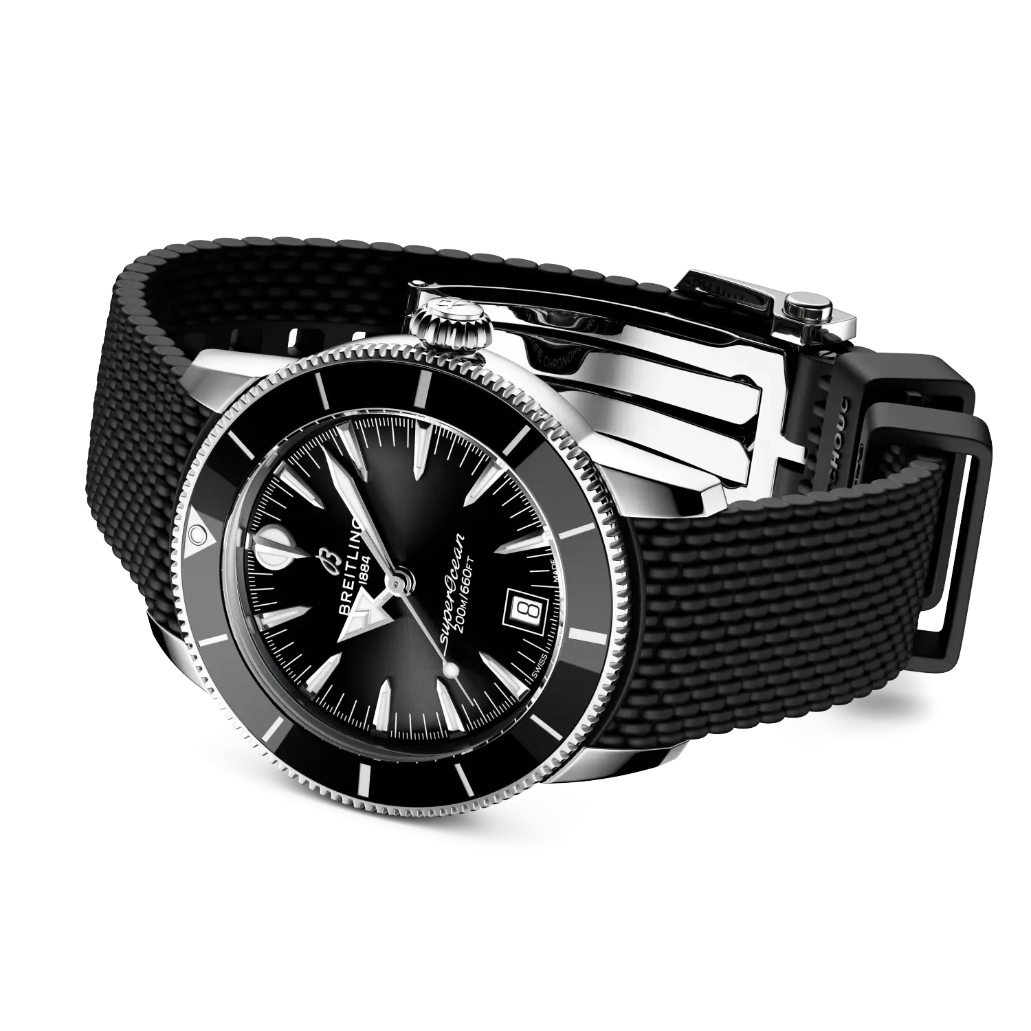 Breitling Superocean Heritage B31 Automatic 40mm Black Dial on rubber strap - Closed Bracelet