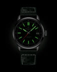 Breitling Top Time B31 38mm Green Dial on calfskin leather strap - Lume Shot