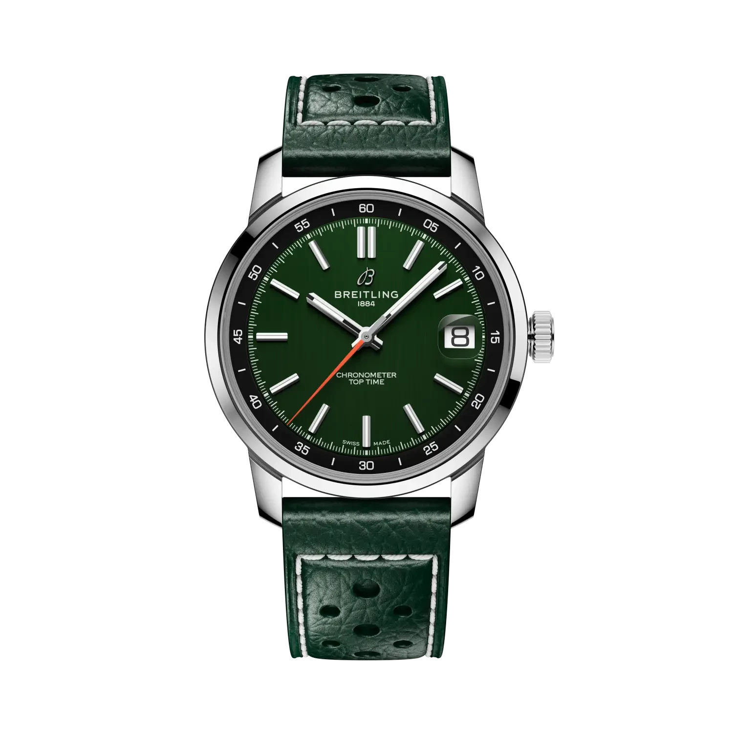 Breitling Top Time B31 38mm Green Dial on calfskin leather strap - Facing