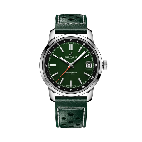 Breitling Top Time B31 38mm Green Dial on calfskin leather strap - Facing