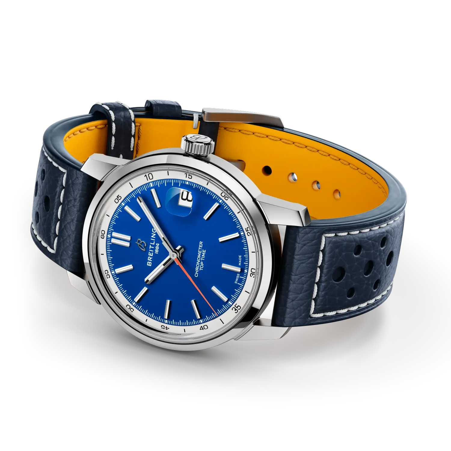 Breitling Top Time B31 38mm Blue Dial on calfskin leather strap - Closed Bracelet