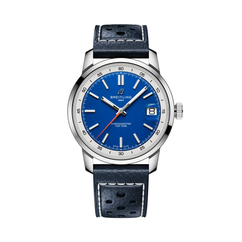 Breitling Top Time B31 38mm Blue Dial on calfskin leather strap - Facing
