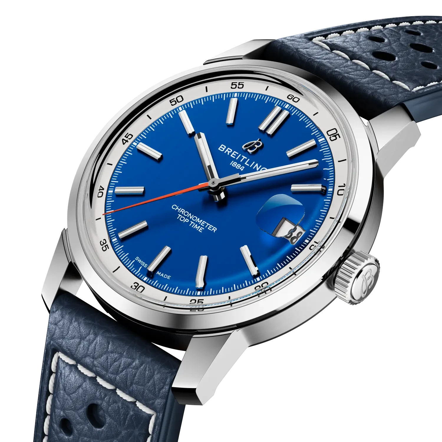 Breitling Top Time B31 38mm Blue Dial on calfskin leather strap - Three-Quarter View