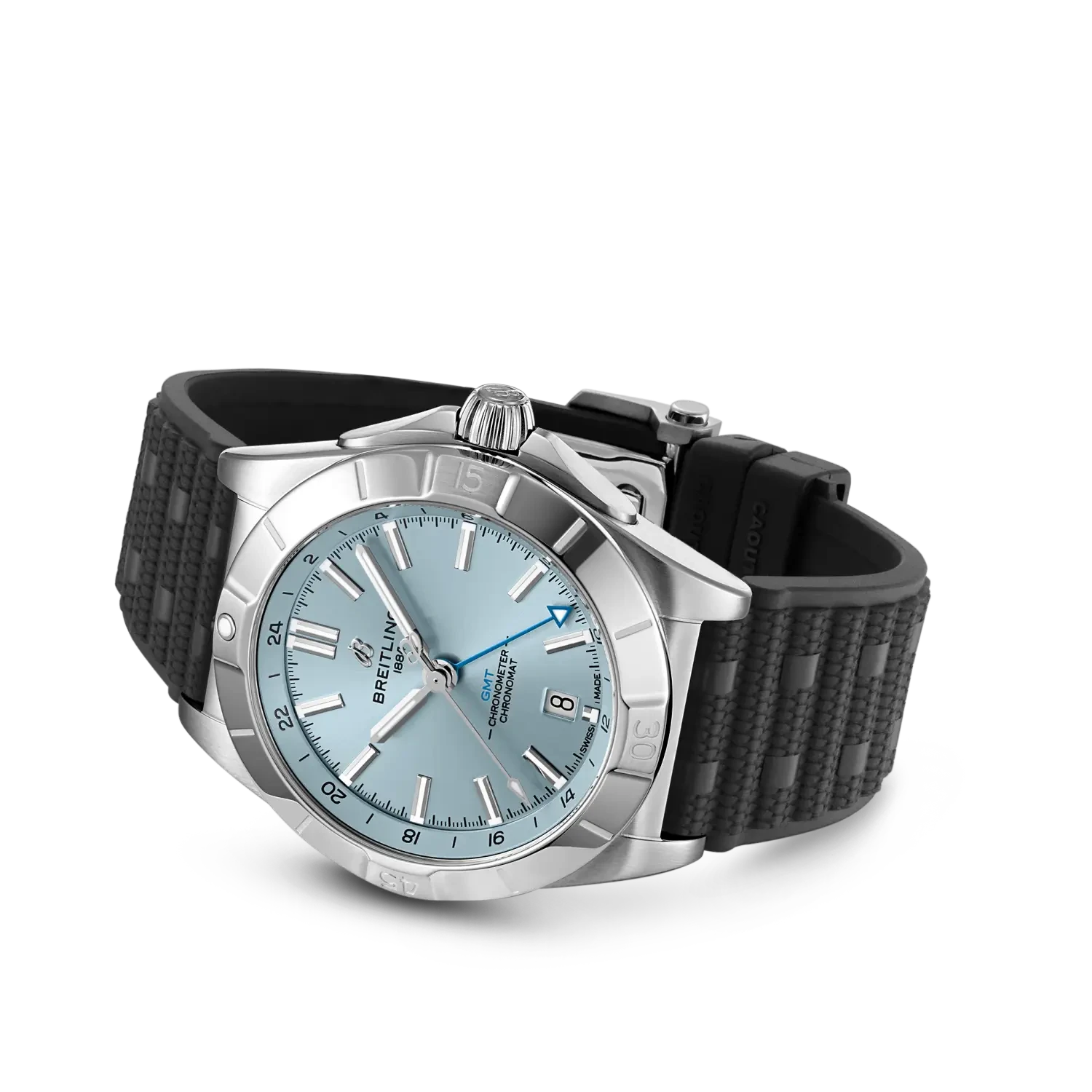 Breitling Chronomat Automatic Gmt 40mm Ice Blue Dial on rubber strap - Closed Bracelet