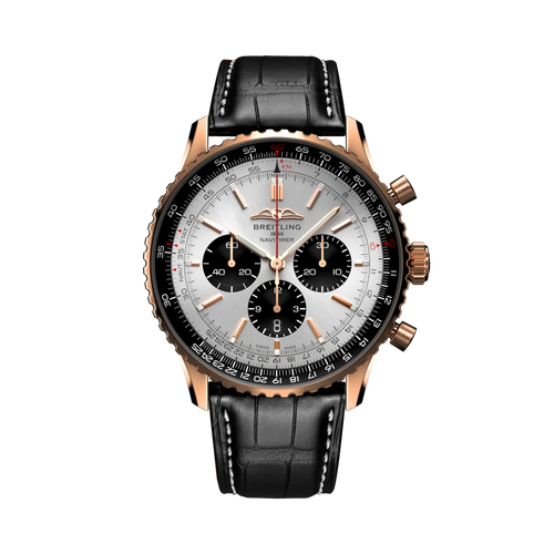 Breitling Navitimer B01 Chronograph 46mm Cream Dial on alligator leather strap - Facing