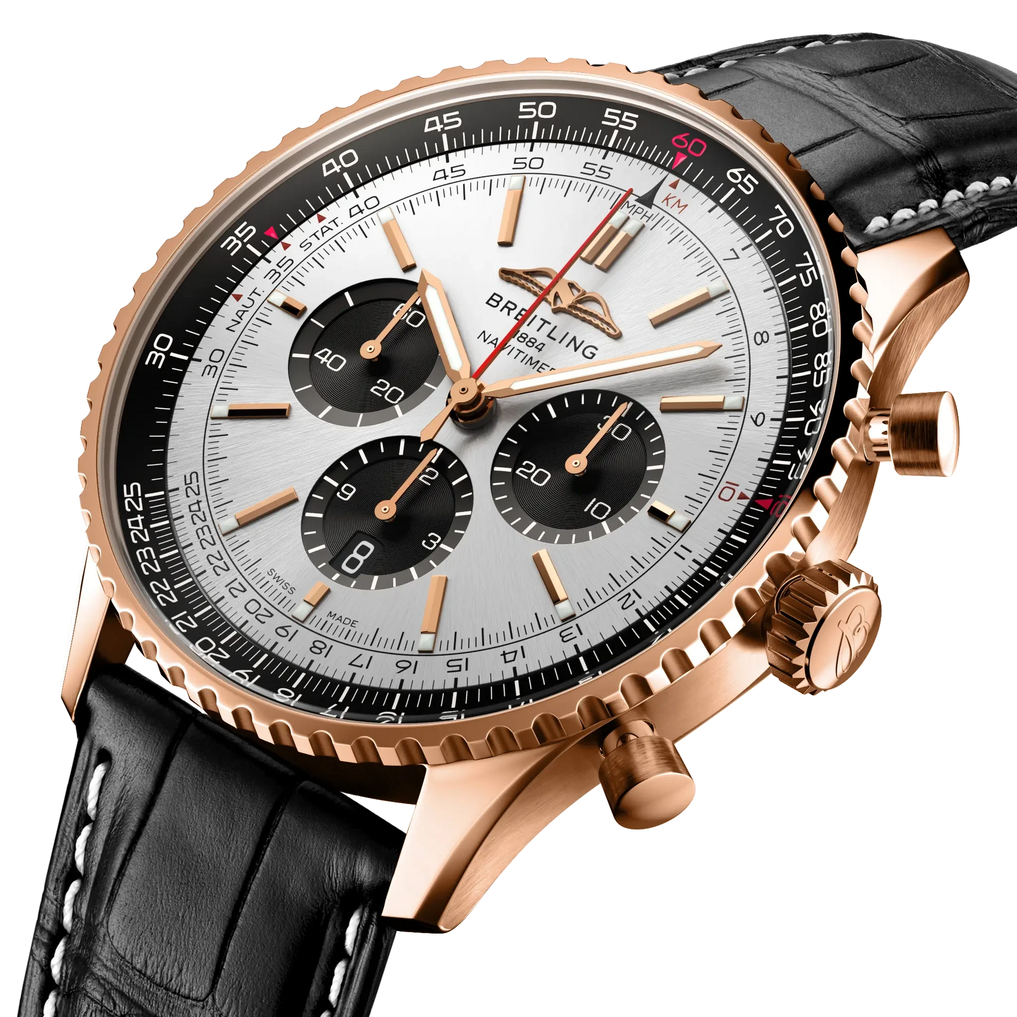 Breitling Navitimer B01 Chronograph 46mm Cream Dial on alligator leather strap - Three-Quarter View