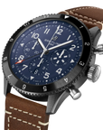 Breitling Super Avi B04 Chronograph Gmt 46 Tribute To Vought F4u Corsair 46mm Blue Dial on calfskin leather strap - Three-Quarter View