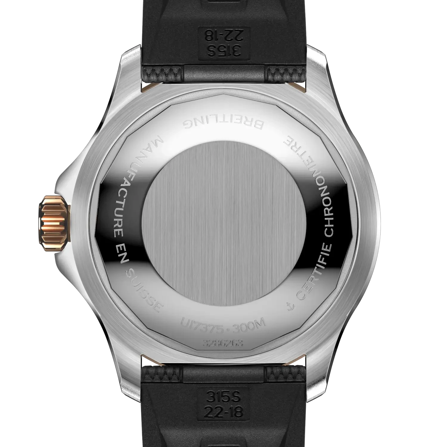 Breitling Superocean Automatic 42mm Black Dial on rubber strap - Caseback