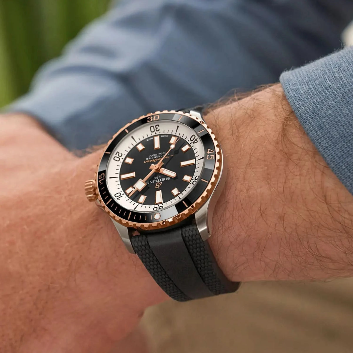 Breitling Superocean Automatic 42mm Black Dial on rubber strap - Modeled