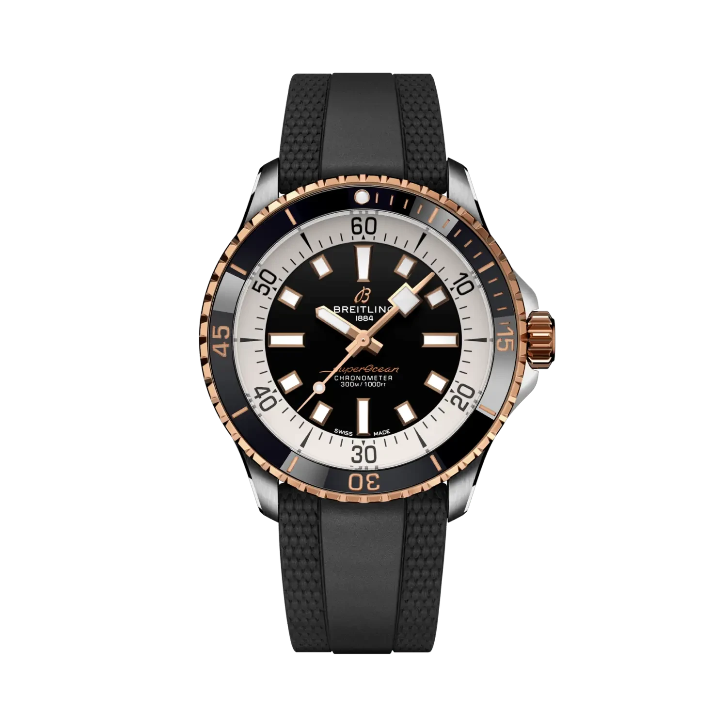 Breitling Superocean Automatic 42mm Black Dial on rubber strap - Facing