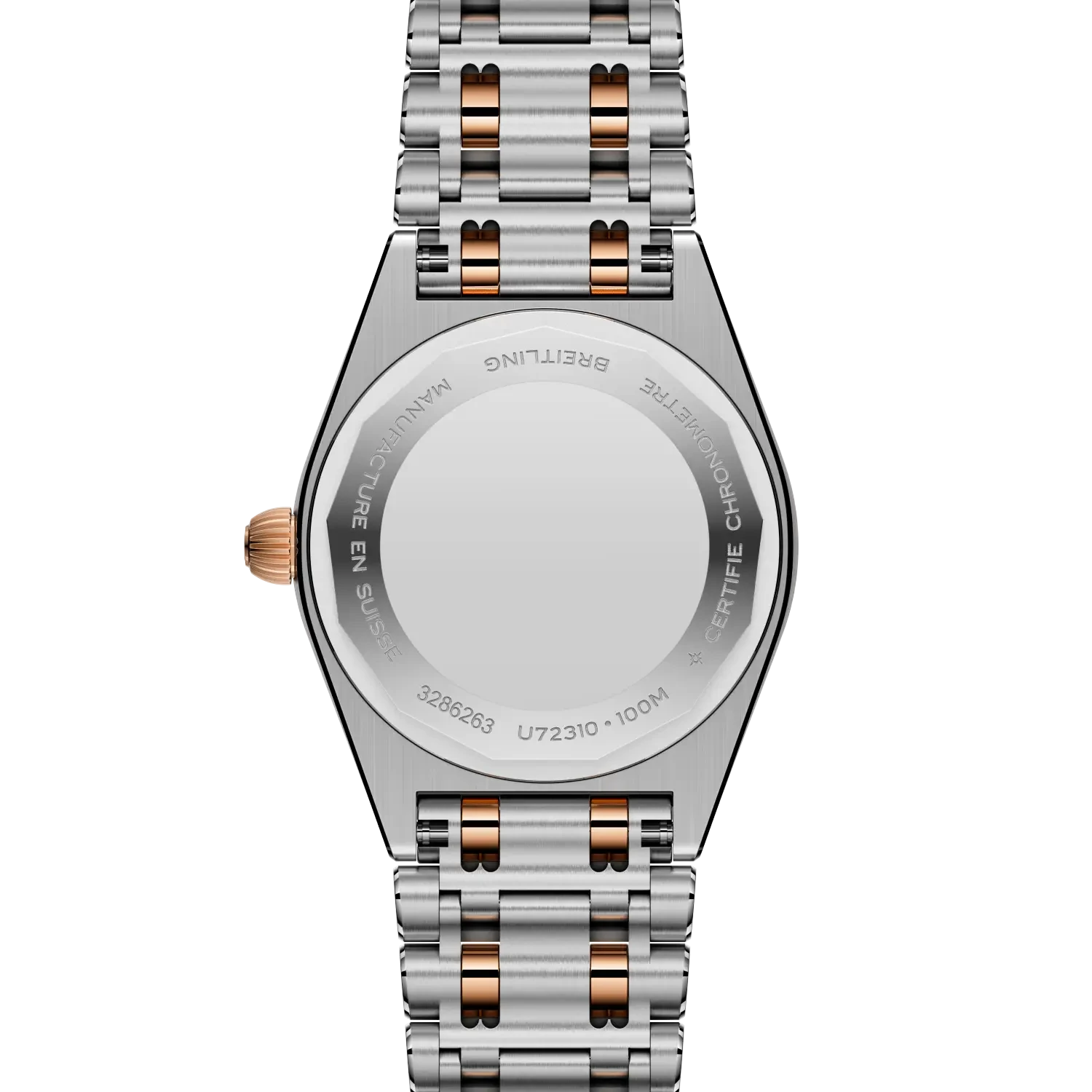 Breitling Chronomat 28mm Mother-Of-Pearl Dial on stainless steel & 18k red gold strap - Caseback